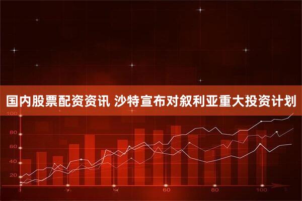 国内股票配资资讯 沙特宣布对叙利亚重大投资计划
